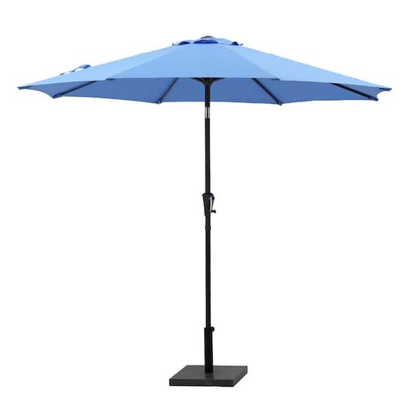 SERGA 9 ft. Outdoor Tilt and Crank Market Patio Umbrella in Light Blue ...