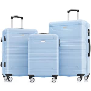 Baby Blue Lightweight 3-Piece Expandable ABS Hardshell Spinner Luggage Set with TSA Lock