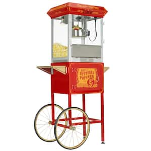 Carnival Style 8 oz. Red and Gold Popcorn Machine with Cart