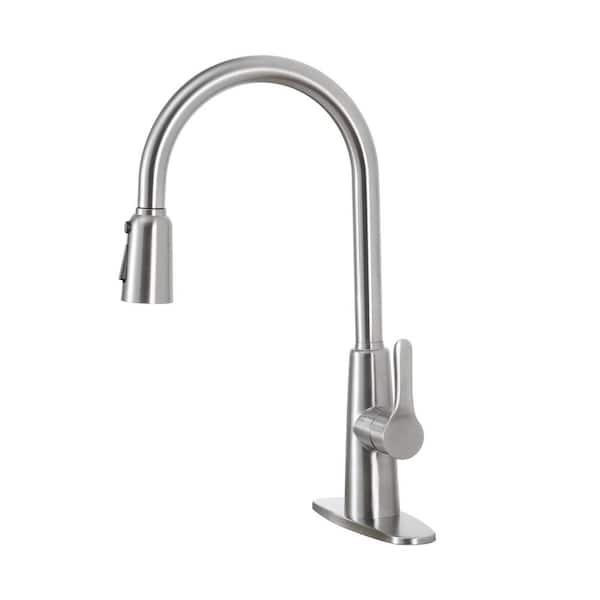 Maincraft Single Handle 3 Way Setting Pull Out Sprayer Kitchen Faucet Deckplate Included in Brushed Nickle