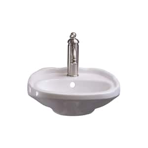Silvi 15 in. Wall-Hung Sink in White with 1 Faucet Hole