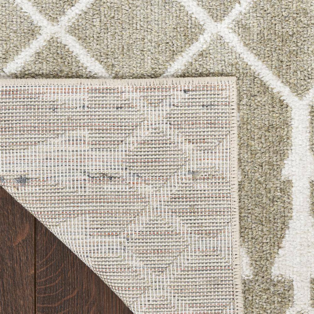 Sage Green and Ivory Synthetic Trellis 8' x 10' Washable Rug