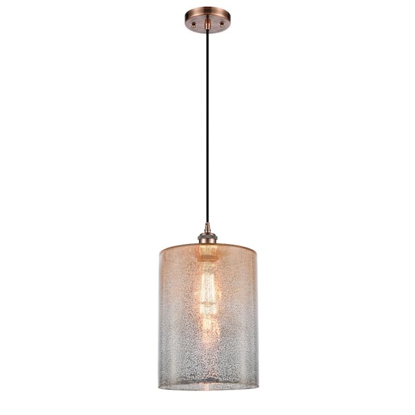 Innovations Cobbleskill 1-Light Antique Copper Drum Pendant Light with Mercury Glass Shade
