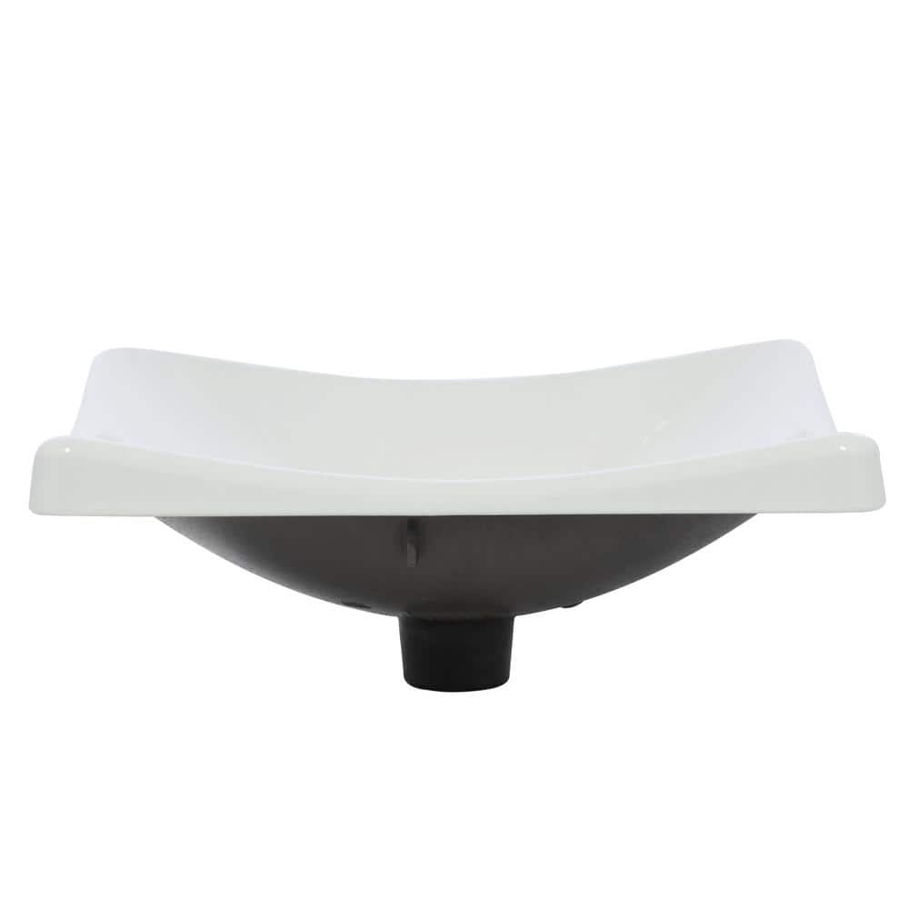 DemiLav White Cast Iron Rectangular Above-Counter Bathroom Sink