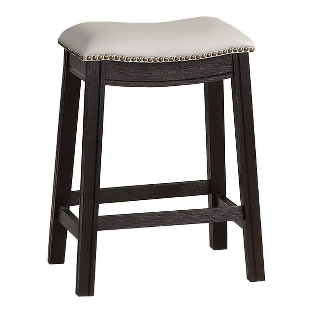 Adjustable Gray Leather Swivel Saddle Counter Stool Set of 2