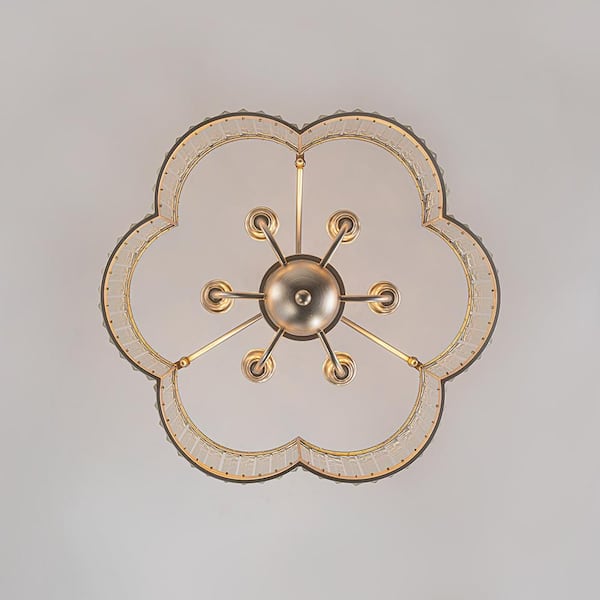 HUOKU Sea 6-Light 21.7 in.W Brass with Silver Undertones Flower