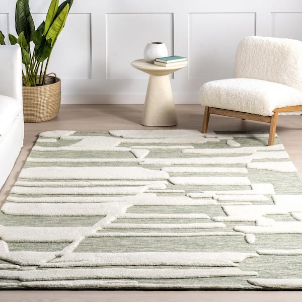 RUGS USA Babai New Zealand Wool Green 3 ft. x 5 ft. Indoor/Outdoor
