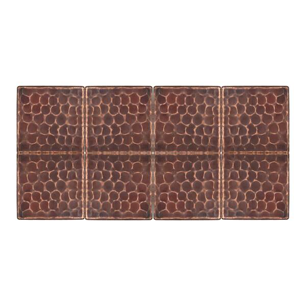 Premier Copper Products 2 in. x 2 in. Hammered Copper Decorative Wall Tile in Oil Rubbed Bronze (8-Pack)
