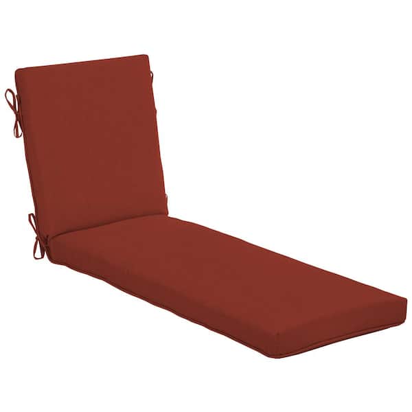 Hampton Bay 21 in. x 47 in. CushionGuard One Piece Outdoor Chaise Lounge Cushion in Chili