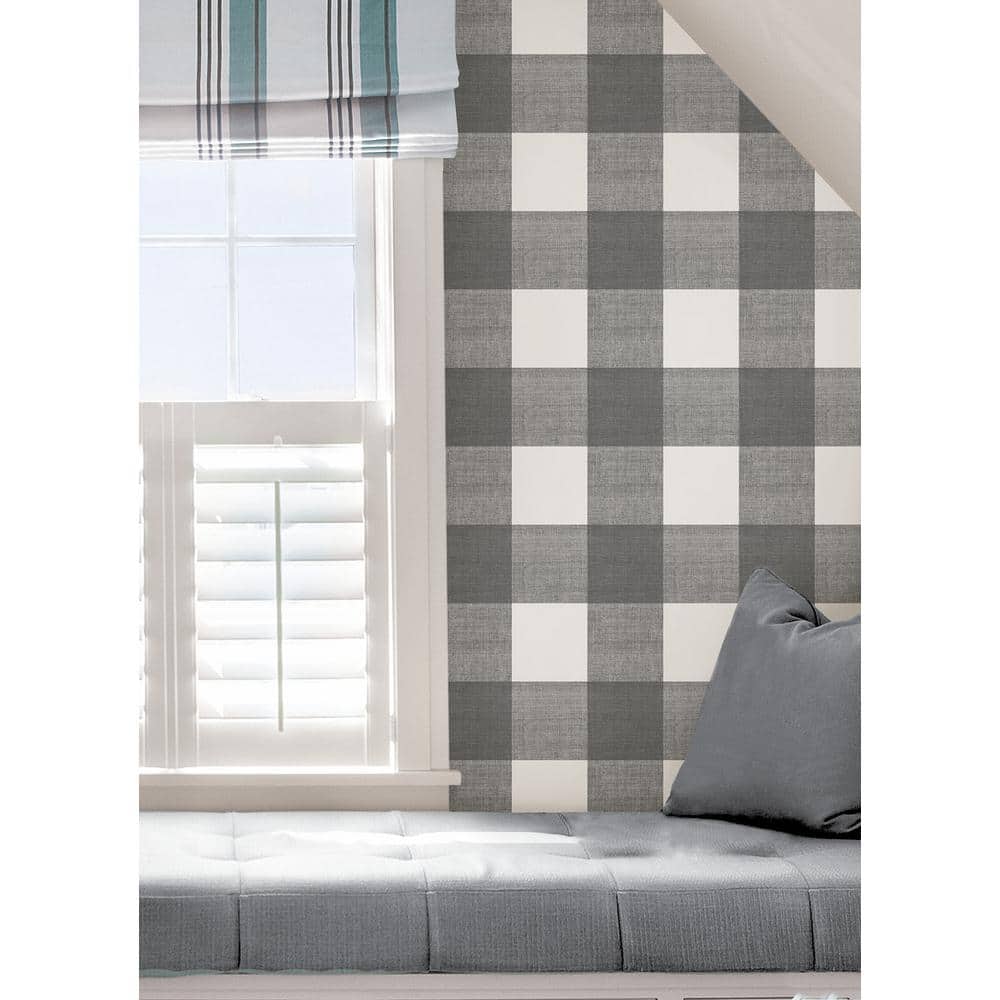 Grey and White Plaid Self-Adhesive Removable Wallpaper