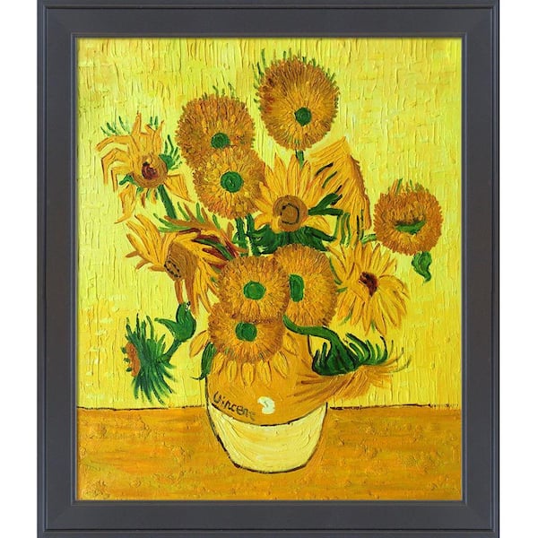 La Pastiche Vase With Fifteen Sunflowers By Vincent Van Gogh Gallery Black  Framed Nature Oil Painting Art Print 24 In. X 28 In. Vg804-Fr-26240520X24 -  The Home Depot