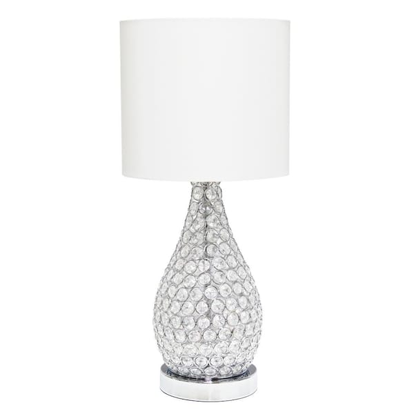 Lalia Home 22 in. Curvy Crystal Table Lamp, for Living Room, Entryway, Hallway, Home Decor, Bedroom, Dining Room, Chrome