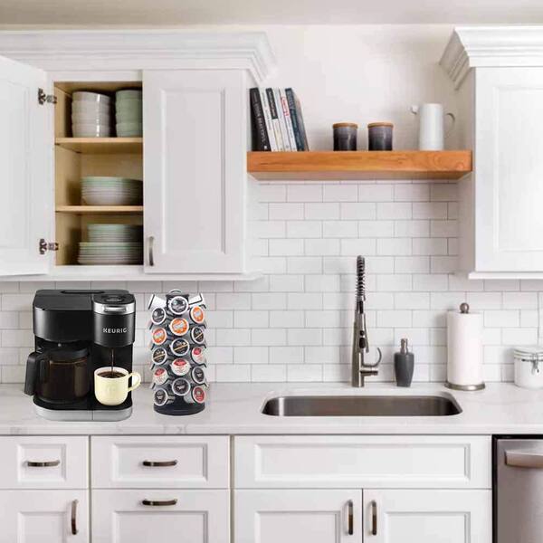 40-Capacity Black Countertop K-Cup Carousel Holder: Metal Organizer with 360° Revolving Base (Holds 40 Pods)