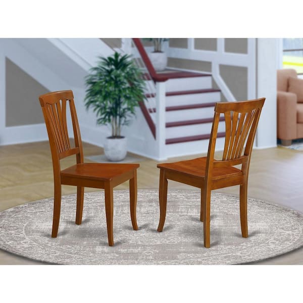 HOME IMPORTS EMPORIUM Saddle Brown Wooden Seat Slat Back Dining Chair (Set of 2)