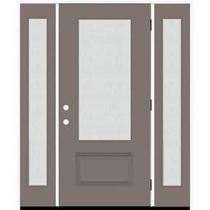Legacy 64 in. x 80 in. 3/4-Lite Rain Glass LHOS Primed Kindling Finish Fiberglass Prehung Front Door with dB 12 in. SL