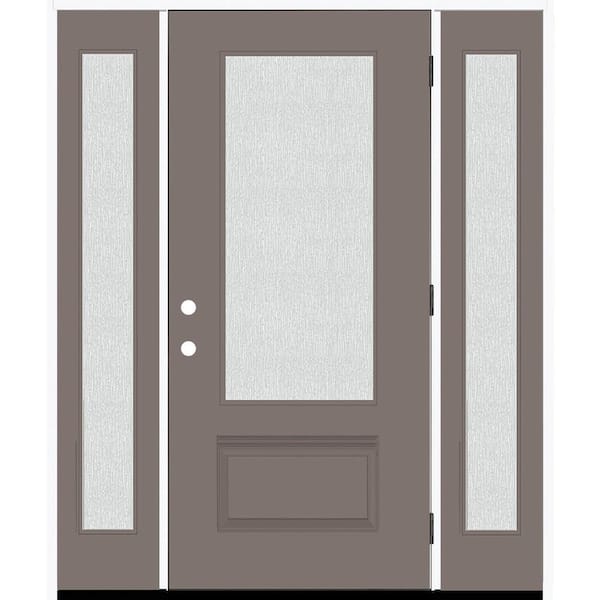 Steves & Sons Legacy 64 in. x 80 in. 3/4-Lite Rain Glass LHOS Kindling Finish Fiberglass Prehung Front Door with dB 12 in. SL