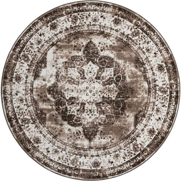 Sofia Salle Garnier Light Brown 7 ft. x 7 ft. Area Rug