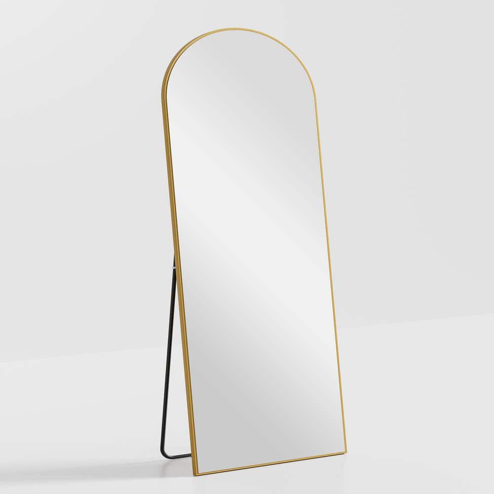 Gold 31 in. W x 71 in. H Arch Full-length Mirror with Stand Bathroom Vanity