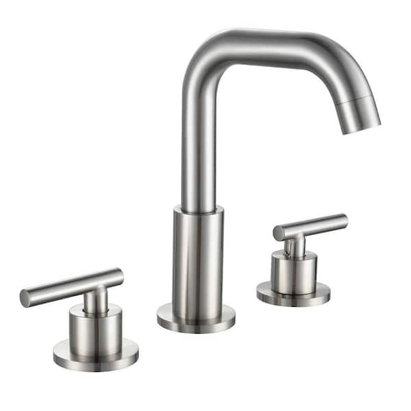 FLG 8 in. Widespread Double-Handle Bathroom Faucet 3-Holes Modern Brass Llaundry Sink Faucet in Brushed Nickel