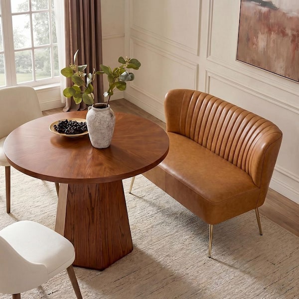 JAYDEN CREATION Vittoria Modern 47 in. Camel Loveseat with Metal
