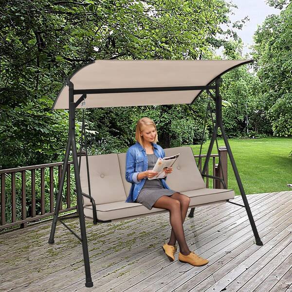 Costway 3-Person Hammock Chair Patio Porch Swing with Adjustable