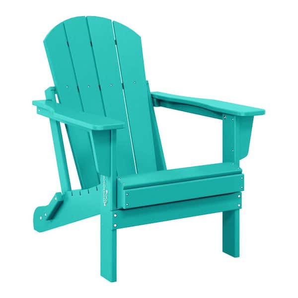 WESTIN OUTDOOR Laguna Fade Resistant Outdoor Patio HDPE Poly Plastic Classic Folding Adirondack Lawn Chair in Turquoise