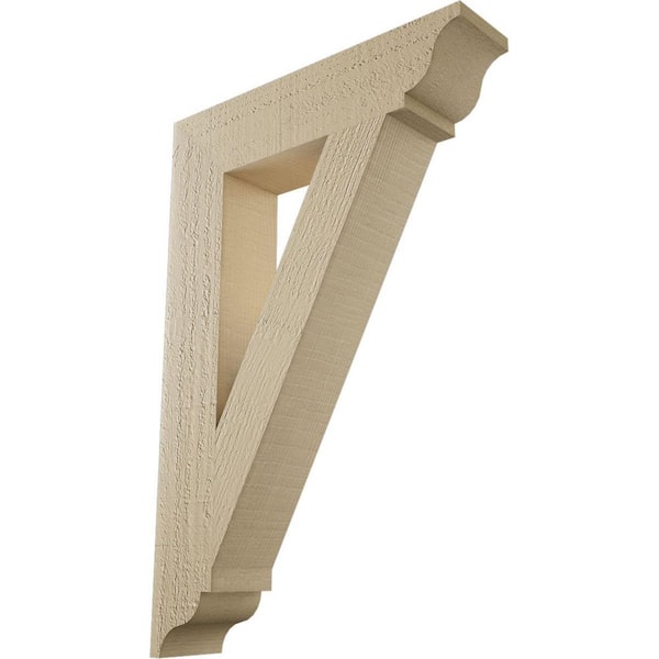Ekena Millwork 3.5 in. x 24 in. x 16 in. Traditional Traditional Rough Cedar Woodgrain Timberthane Polyurethane Bracket, Primed Tan