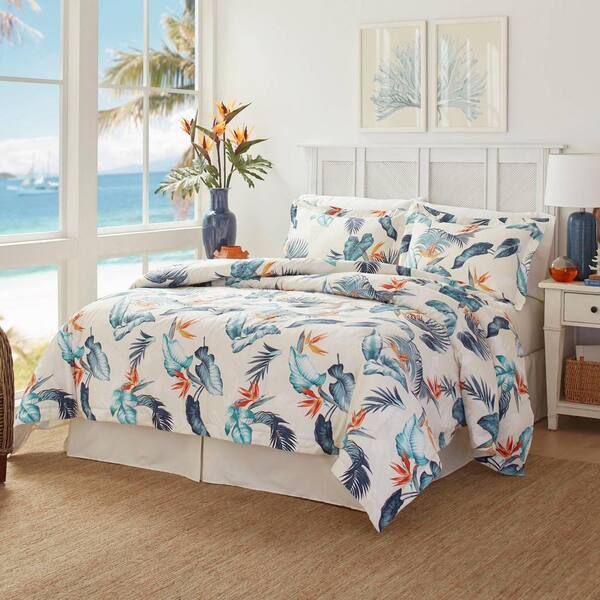 Tommy Bahama Birds Eye View 4 Piece Blue Botanical Cotton King Comforter Set Ushsa31145084 The Home Depot Tommy Bahama Birds Eye View 4 Piece, Tommy Bahama Bedding King