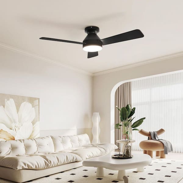 42 in. Indoor/Outdoor Black Ceiling Fan with Light and Remote, Dimmable LED, 3-Color, 6 Speeds DC Reversible, Noiseless
