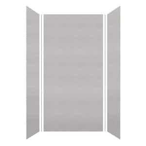 Saramar 48 in. W x 96 in. H x 36 in. D 3-Piece Glue to Wall Alcove Shower Wall Kit in Grey Beach Velvet