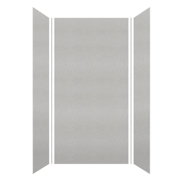 Saramar 48 in. W x 96 in. H x 36 in. D 3-Piece Glue to Wall Alcove Shower Wall Kit in Grey Beach Velvet