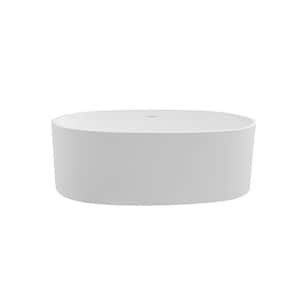 65 in. x 34 in. Stone Resin Solid Surface Freestanding Soaking Bathtub with Center Drain in White