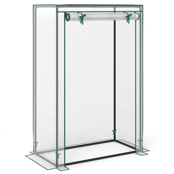39 in. x 20 in. x 59 in. Portable Mini Greenhouse with Roll-Up Zippered Door, Indoor Outdoor White