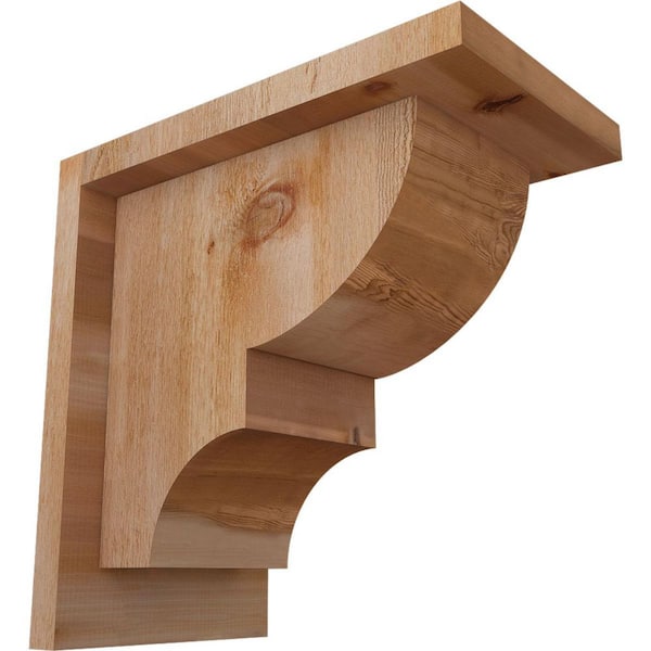 Ekena Millwork 6 in. x 10 in. x 10 in. Western Red Cedar Ridgewood Rough Sawn Corbel with Backplate