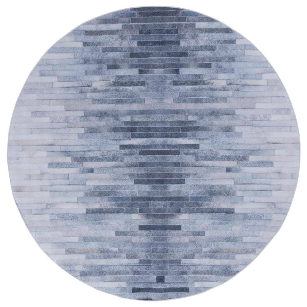 Faux Hide Light Gray/Gray 6 ft. x 6 ft. Machine Washable Distressed Gradient Round Area Rug price history on PriceWatchPro