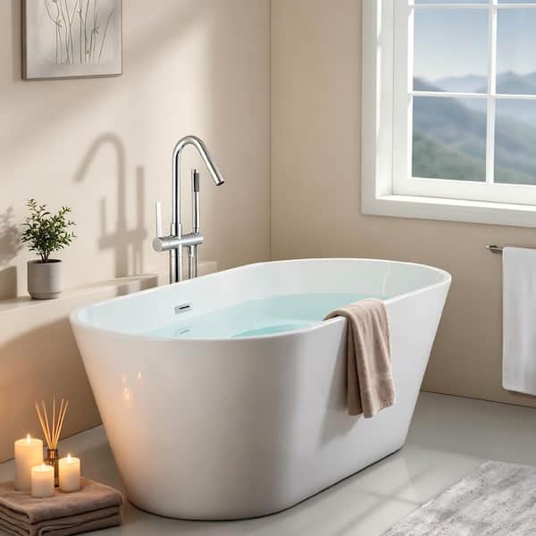 Single-Handle Freestanding Tub Faucet with Handheld Shower in Chrome