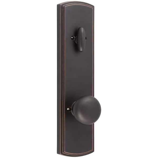 Italian Collection Briona Single Cylinder Edged Bronze Door Handleset with Santo Interior for Right-Hand Door