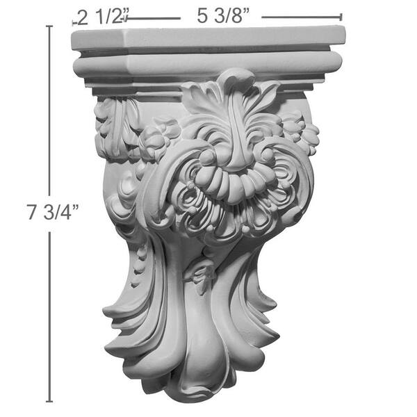 5-3/8 in. x 2-1/2 in. x 7-3/4 in. Primed Polyurethane Hillsborough Corbel