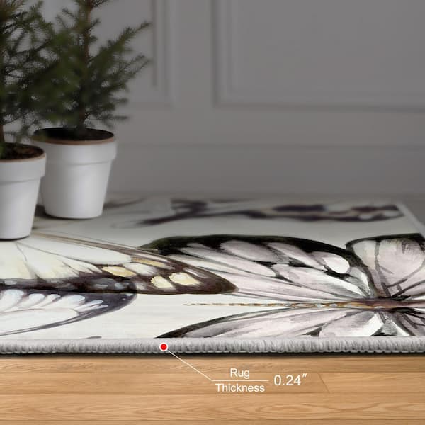 Multi-Colored 5 ft. x 8 ft. Cluster of Butterflies Washable Art Area Rug