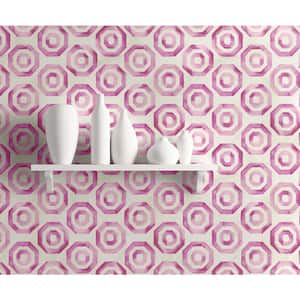 Faravel Ivory and Orchid Geo Paper Strippable Roll (Covers 56.05 sq. ft.)
