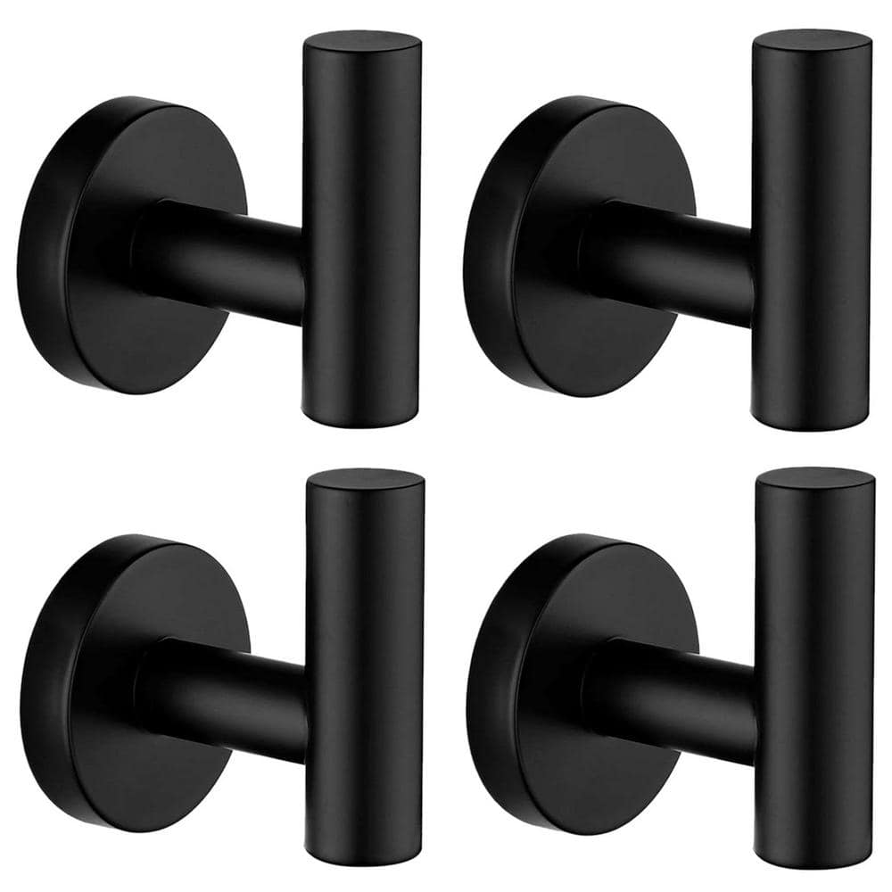 ruiling J-Hook Robe/Towel Hook in Stainless Steel Matte Black (4 pack ...