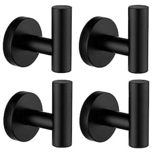 J-Hook Robe/Towel Hook in Stainless Steel Matte Black (4 pack)