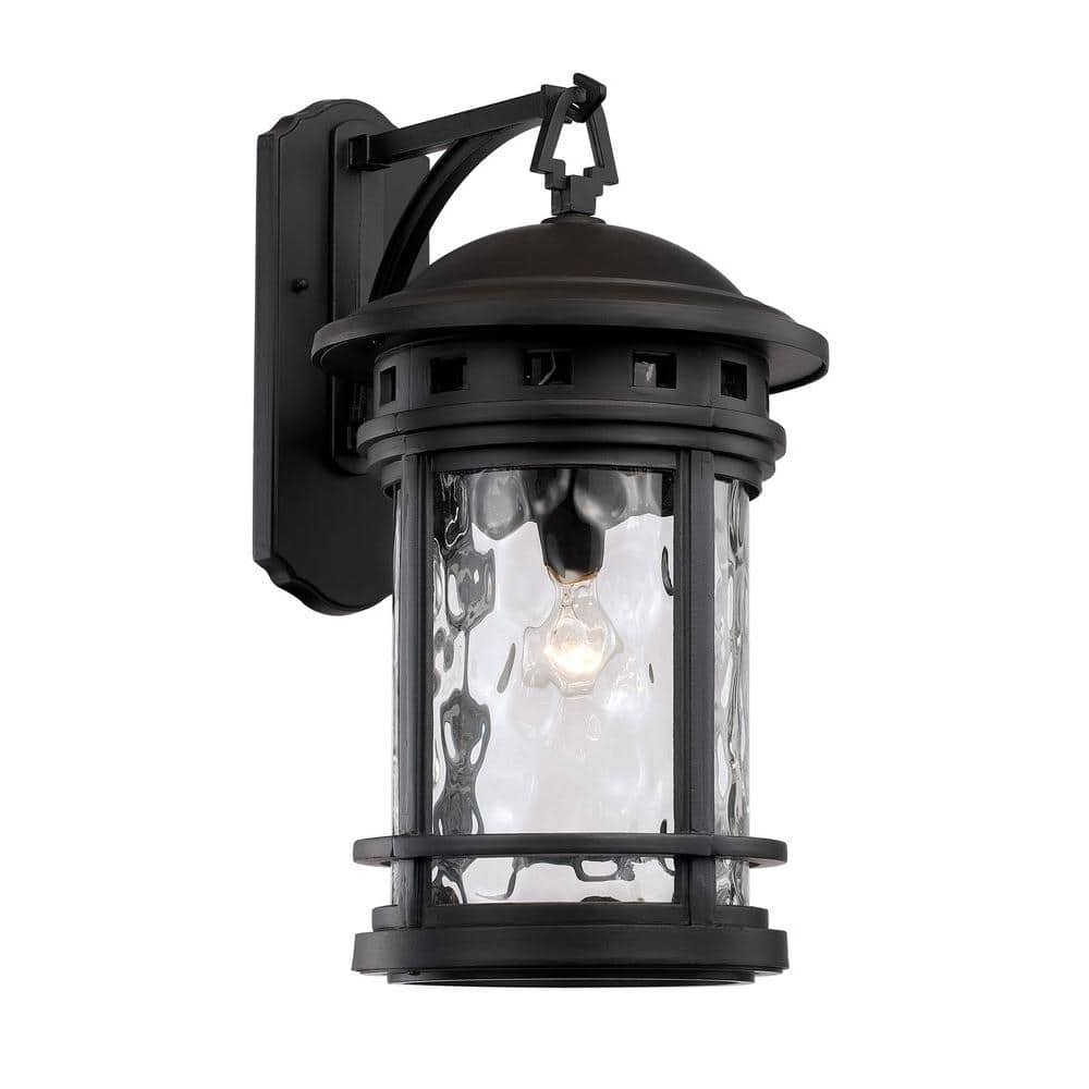 Boardwalk 20 in. 1-Light Black Outdoor Wall Light Fixture with Clear Water Glass price history on PriceWatchPro