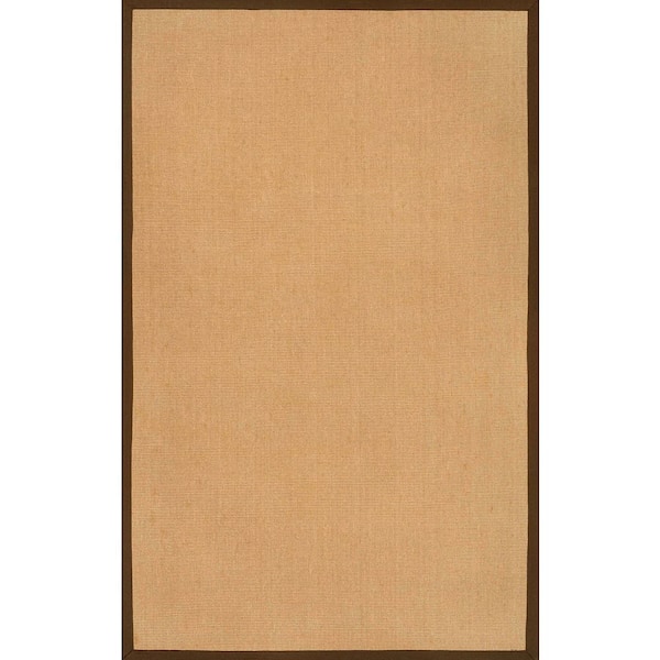 Camden Farmhouse Cottage Border Jute Natural/Brown 4 ft. x 6 ft. Area Rug