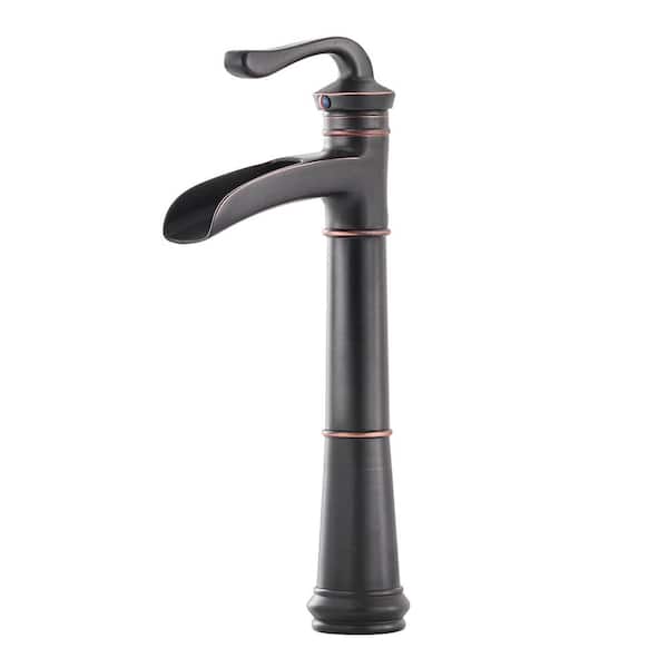 KINWELL Single Hole Single Handle Waterfall Vessel Bathroom Faucet in Oil Rubbed Bronze