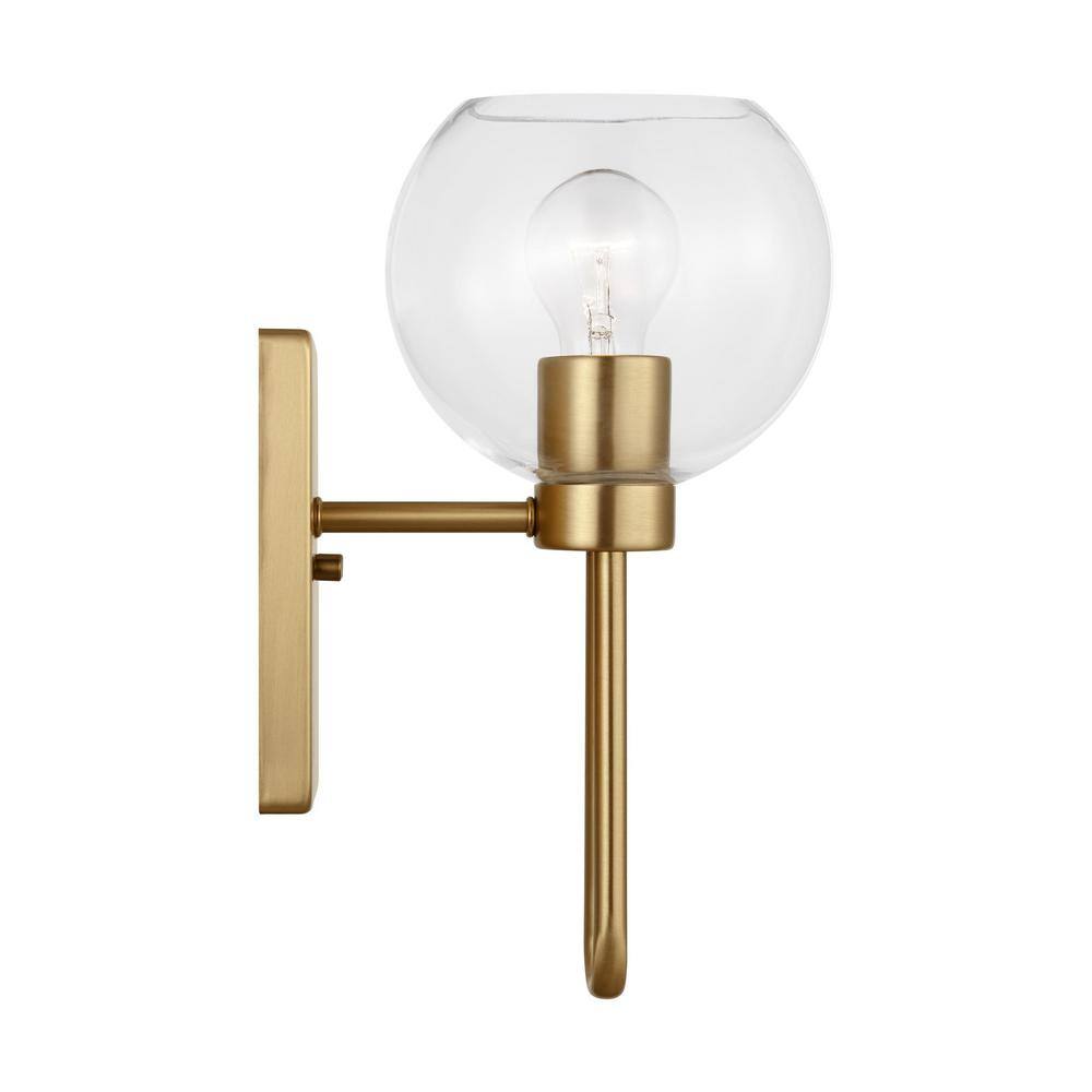 Satin Brass Clear Glass Dimmable Wall Sconce