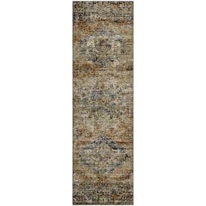Mayfield Premium Machine Washable Abstract AMF2170 Copper 2 ft. x 7 ft. Runner Rug