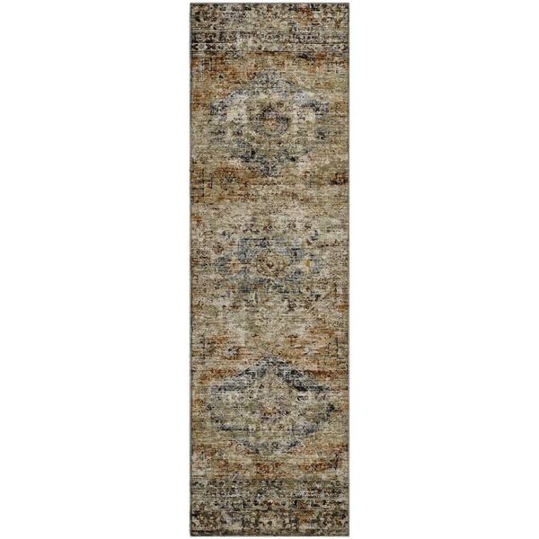 Mayfield Premium Machine Washable Abstract AMF2170 Copper 2 ft. x 7 ft. Runner Rug
