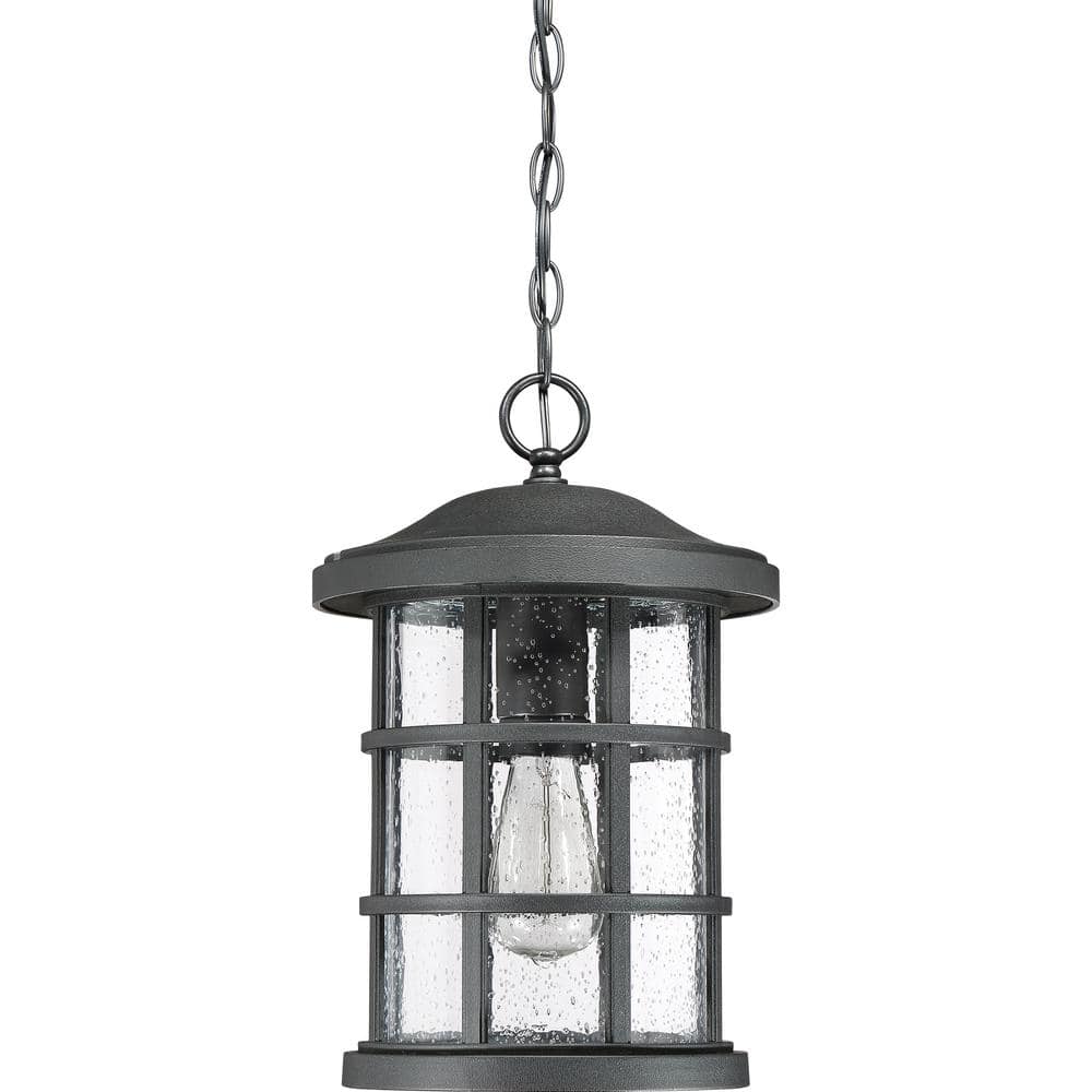 Crusade Earth Black 15.5" Outdoor Pendant with Clear Glass