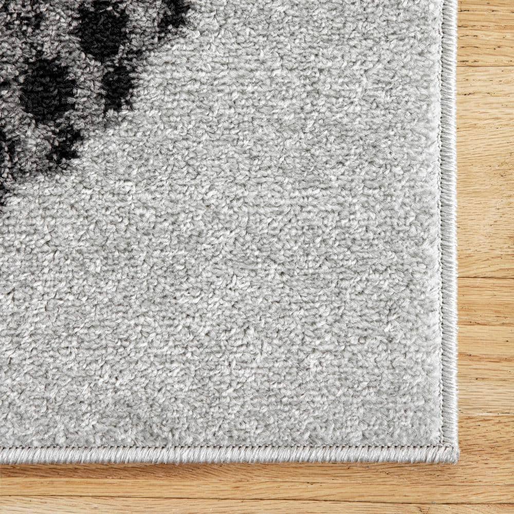 Gray Flat Woven Reversible Synthetic Rectangular Rug